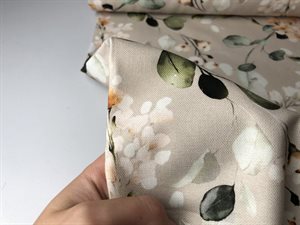 Canvas dekostof - fine blomsterblade på beige bund, udgået